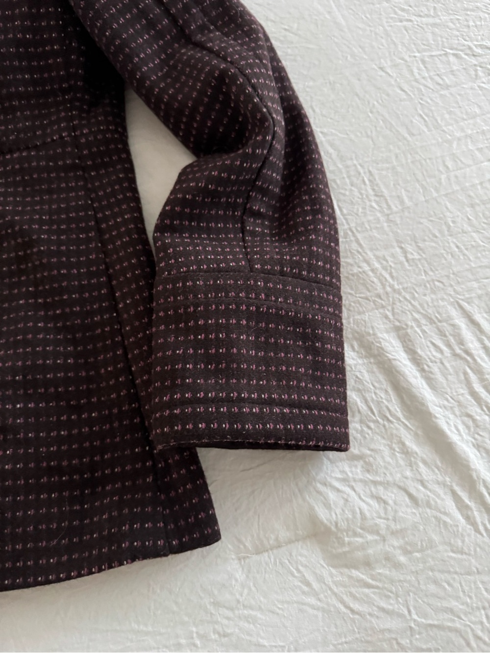 Banana Republic Wool Blend Brown Textured Woven Double-Breasted Peplum Jacket - Picture 11 of 14
